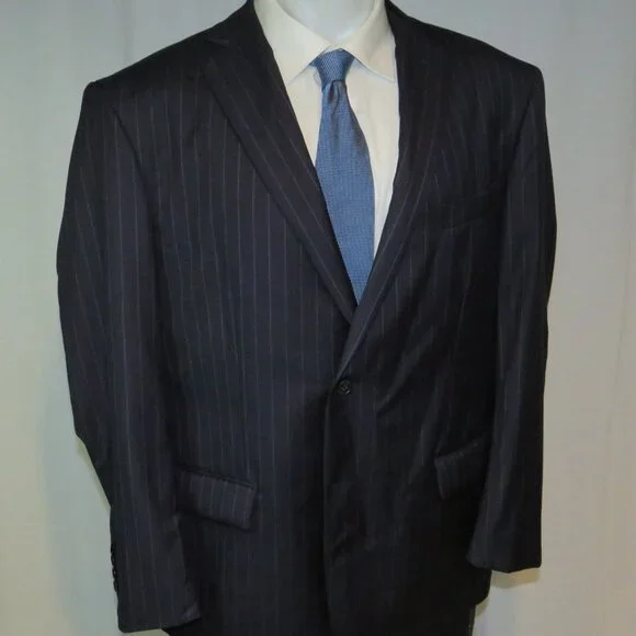 Brooks Brothers Current Custom Made Navy Striped Two Button Suit 44R NWOT
